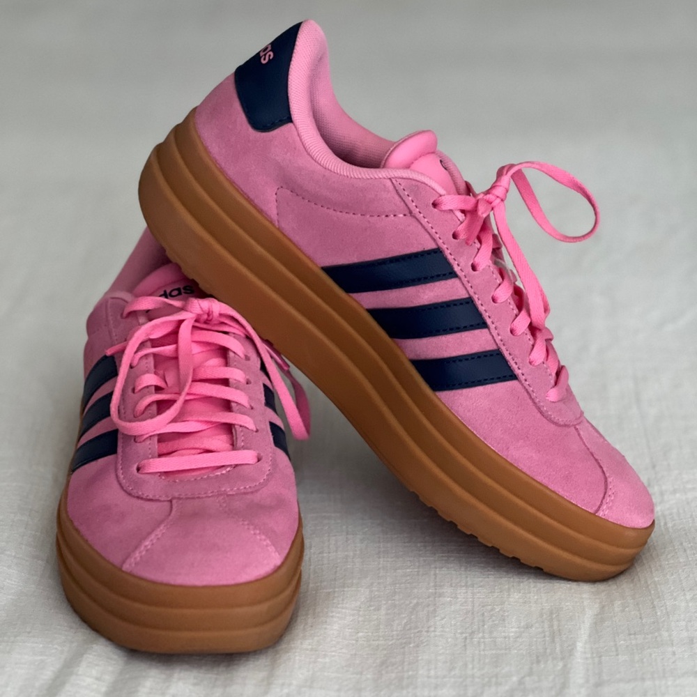 adidas Pink and Navy Platform Sneakers